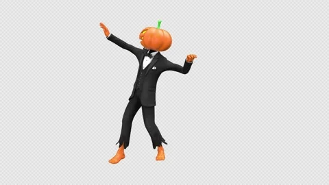 Jack-O-Lantern dance - 3d render looped with alpha channel. Stock Footage 210176627