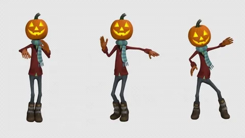 Jack O Lantern dance – 3d render looped with alpha channel. Stock Footage 279790787