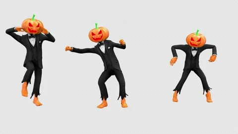 Jack-o-lantern dancing - 3d render looped with alpha channel. Stock Footage 167546907