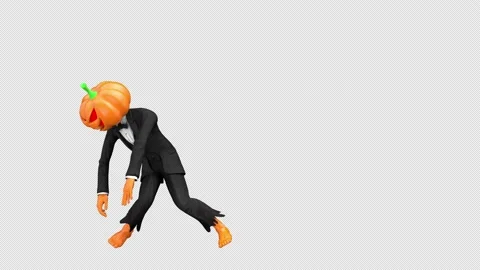 Jack-o-lantern dancing - 3d render looped with alpha channel. Stock Footage 167547156