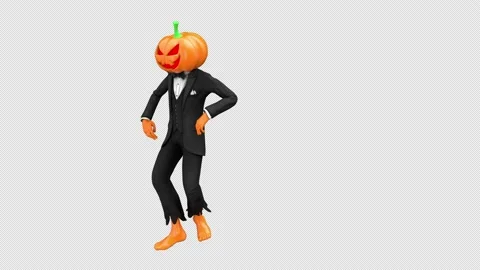 Jack-o-lantern dancing - 3d render looped with alpha channel. Stock Footage 167607456