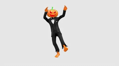 Jack-o-lantern dancing - 3d render looped with alpha channel. Stock Footage 167607536