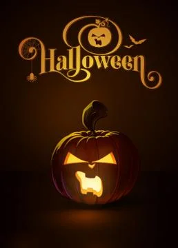 Jack-o-Lantern Dark Angry Shouting Stock Illustration