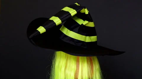 Jack-O-Lantern in the Dark Background in the wizard's hat 6. Looped, Stock Footage 64974393