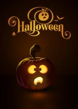 Jack-o-Lantern Dark Scared Stock Illustration