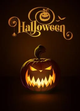 Jack-o-Lantern Dark Scary Stock Illustration