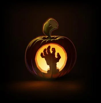 Jack-o-Lantern Dark Zombie Hand Stock Illustration