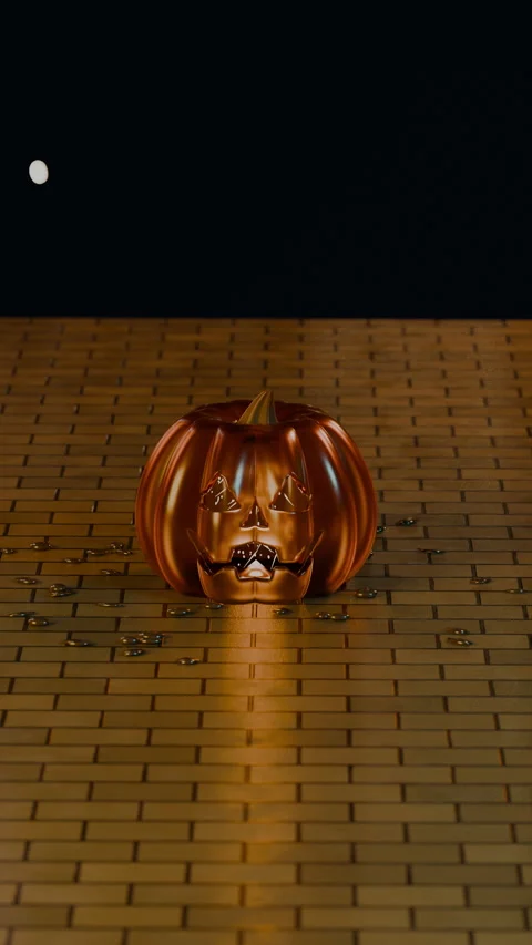 Jack-o'-lantern eye revealing swirling spirit embers inside, Vertical 9:16 4K Stock Footage 346119827
