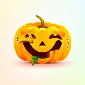 Jack-o-lantern, facial expression pumpkin with dreamily smiling smiley emotion Stock Illustration