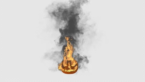 Jack O Lantern fire Halloween pumpkin – 3d render with alpha channel. Stock Footage 288698302