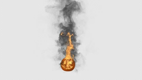 Jack O Lantern fire Halloween pumpkin – 3d render with alpha channel. Stock Footage 288704173