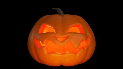 Jack o lantern glowing in the dark on black background. Scary Halloween pum.. Stock Illustration