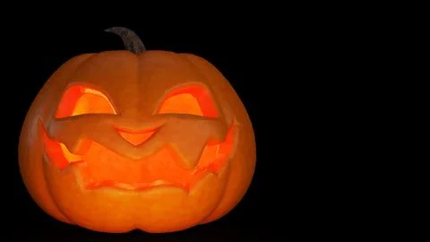 Jack o lantern glowing in the dark on black background and copyspace. Scary 스톡 일러스트