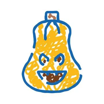 Jack o' lantern gourd icon with sinister face Stock Illustration