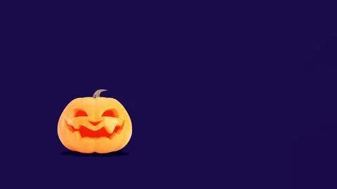 Jack o lantern Halloween background. Halloween pumpkin smiles on dark purple Illustrazione stock
