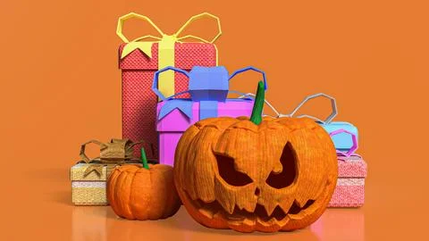 The jack o lantern for Halloween concept 3d rendering. Stock Illustration