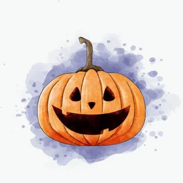 Jack o lantern halloween pumpkin. watercolor illustration. Stock Illustration