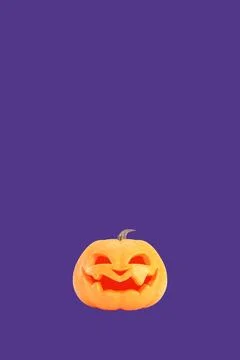 Jack o lantern isolated on purple color vertical background for halloween 스톡 일러스트