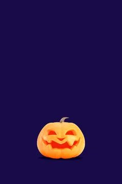 Jack o lantern isolated on purple color vertical background for halloween Stock Illustration