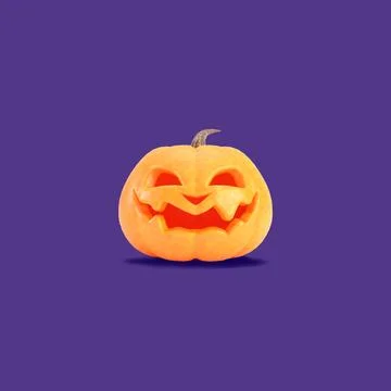 Jack o lantern isolated on purple background for halloween concept. Stock Illustration