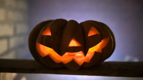 Jack-o' lantern lights Stock Footage 68695676
