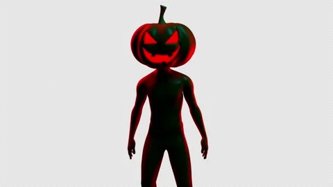 Jack-o'-lantern looking around - 3d render looped with alpha channel. Stock Footage 167606557