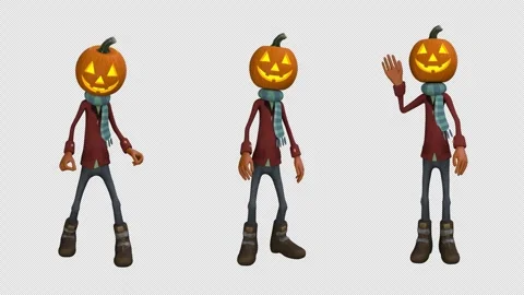 Jack O Lantern loops – 3d render looped with alpha channel. Stock Footage 279791306