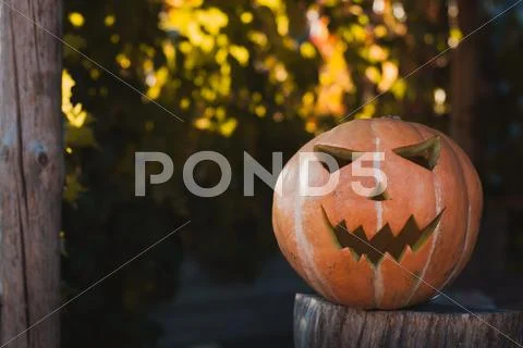 Jack-o ' - lantern outdoors. The Eve Of Halloween Stock Photos