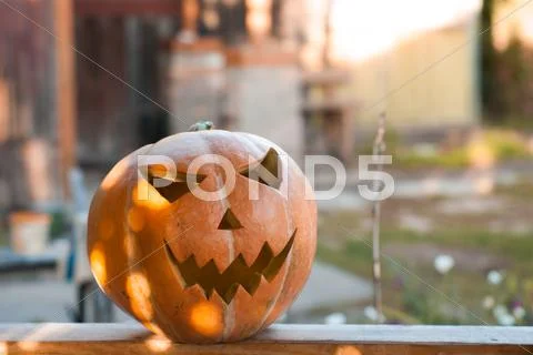 Jack-o ' - lantern outdoors. The Eve Of Halloween Stock Photos