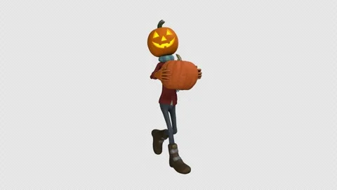 Jack O Lantern with pumpkin – 3d render looped with alpha channel. Stock Footage 279884209