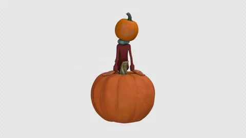 Jack O Lantern with pumpkin – 3d render looped with alpha channel. Stock Footage 279884531