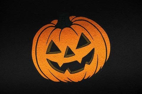 Jack o Lantern Pumpkin on Black Background, Halloween Pumpkin Stock Illustration