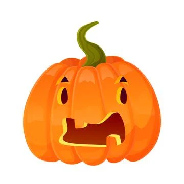 Jack-o-lantern pumpkin face expression. Halloween party pumpkin carving. Stock Illustration