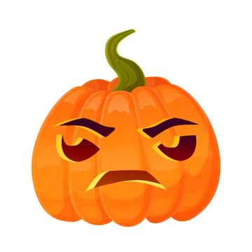 Jack-o-lantern pumpkin face expression. Halloween party pumpkin carving. Stock Illustration