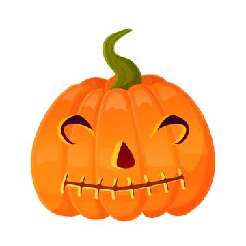 Jack-o-lantern pumpkin face expression. Halloween party pumpkin carving. Stock Illustration