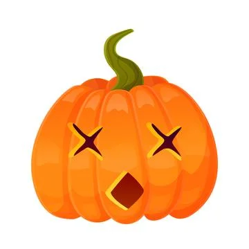 Jack-o-lantern pumpkin face expression. Halloween party pumpkin carving. Stock Illustration