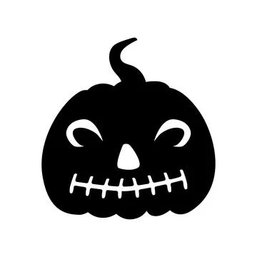 Jack-o-lantern pumpkin face expression silhouette. Halloween party pumpkin .. Stock Illustration