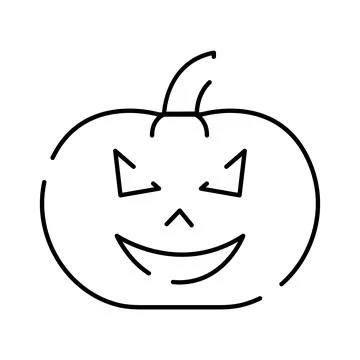 Jack o' lantern pumpkin face line art drawing Stock Illustration
