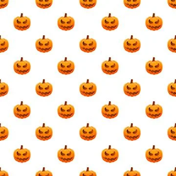 Jack o lantern pumpkin halloween seamless pattern background Stock Illustration