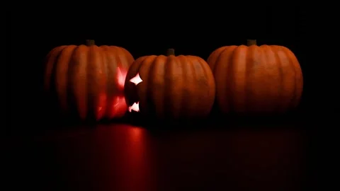 Jack-o'-lantern pumpkin lanterns, Halloween decorations Stock Footage 341032085