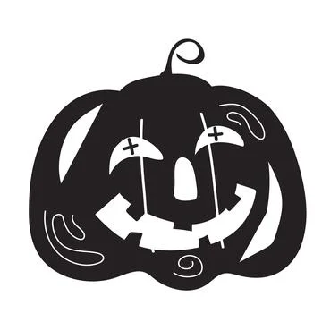 Jack-o-Lantern pumpkin monster silhouette, vector illustration isolated. Stock Illustration