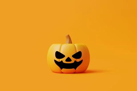 Jack-o-Lantern pumpkin on orange background. Happy Halloween concept Stock Illustration