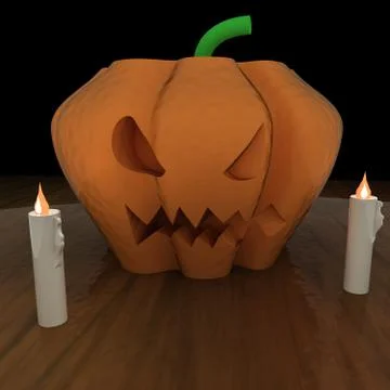 Jack O' Lantern pumpkin over table Illustrazione stock