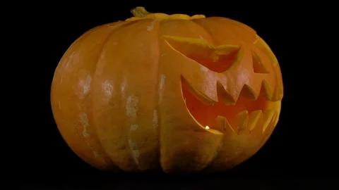 Jack O' Lantern pumpkin rotate on black background 動画素材 116583548