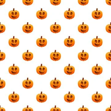 Jack o lantern pumpkin seamless pattern for halloween background Stock Illustration