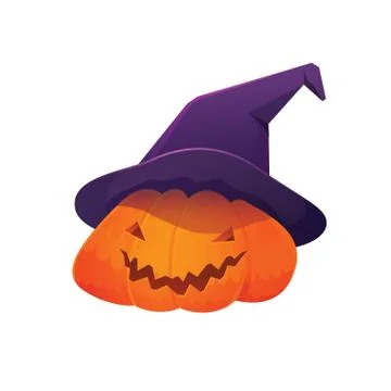 Jack 'O Lantern Pumpkin wearing Witch Hat Illustrazione stock