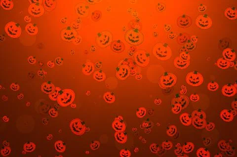 Jack-o'-Lantern Pumpkins on Orange Background with Orange Lighting, Hallowe.. Ilustração Stock