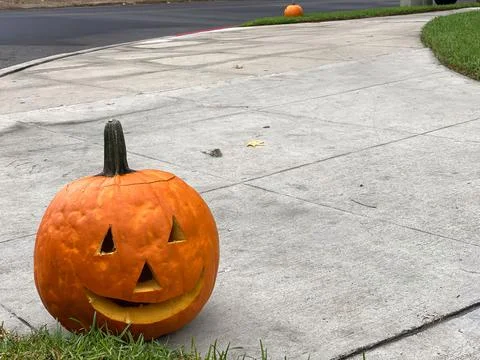 Jack-o-Lantern on the road Stock Photos