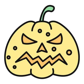 Jack o lantern scary pumpkin face halloween icon Stock Illustration