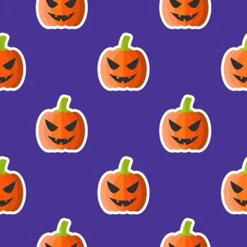Jack o Lantern seamless vector pattern halloween 库存插图